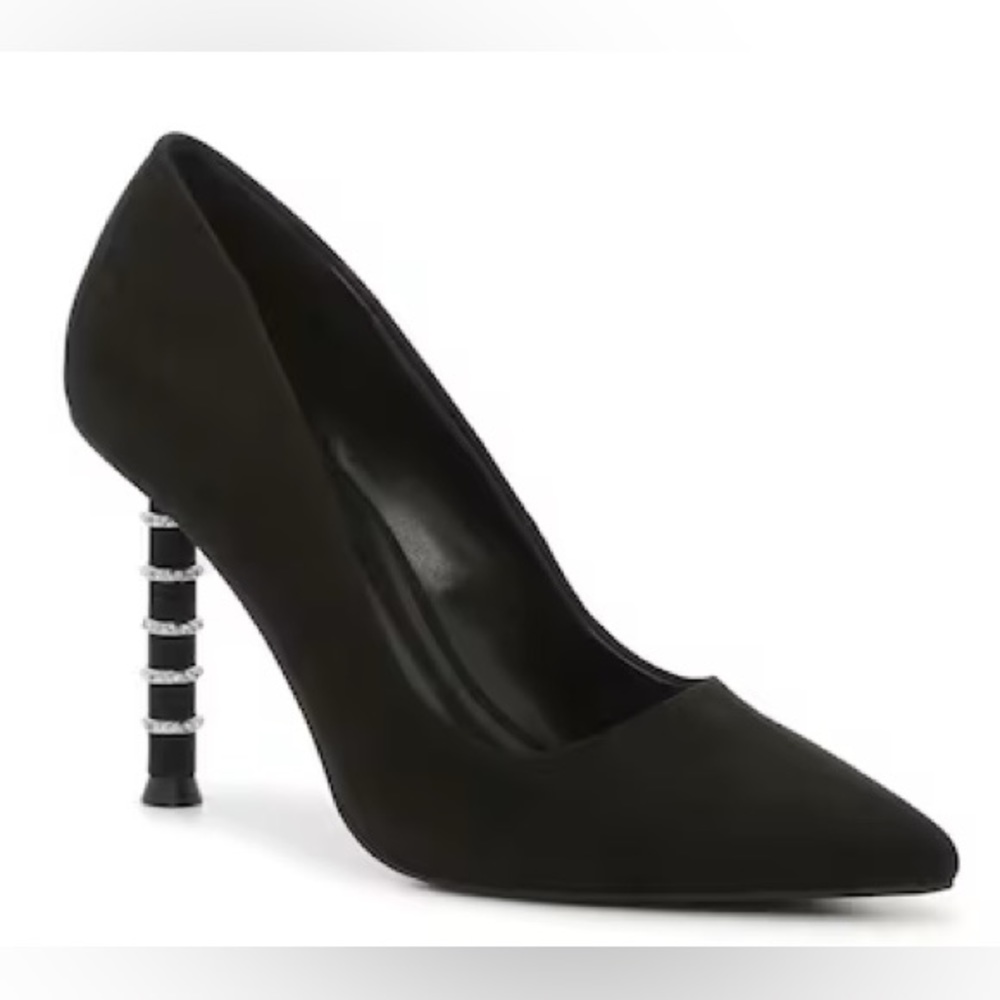 JLo Parlow 2 Jeweled Black Pump Heels 8.5